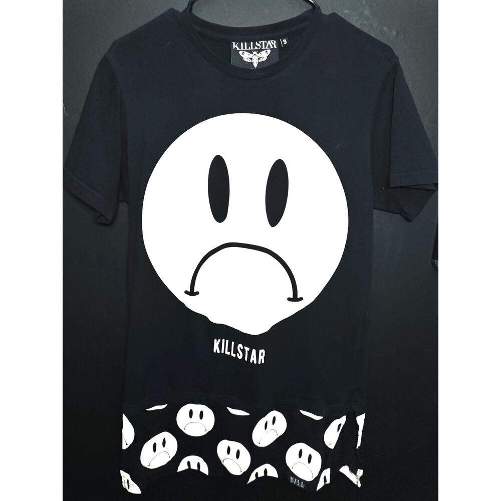 Killstar Sad Face Long Line Tee